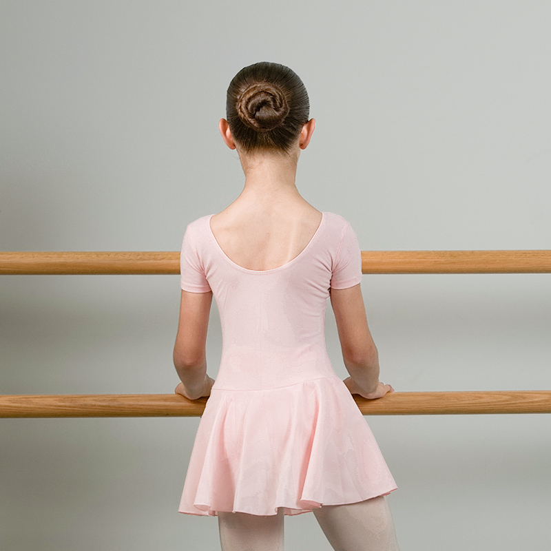 Sansha 法国三沙芭蕾舞儿童短裙连体服短袖练功服中国舞蹈考级服